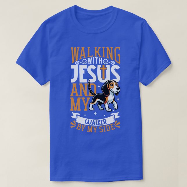 Jesus and dog Treeing Walker Coonhound T-Shirt (Design Front)