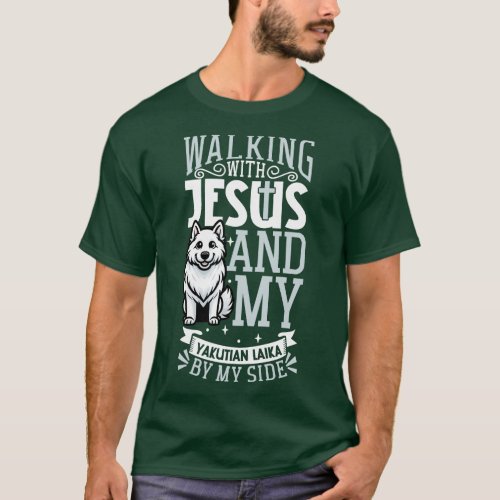 Jesus and dog Yakutian Laika T_Shirt