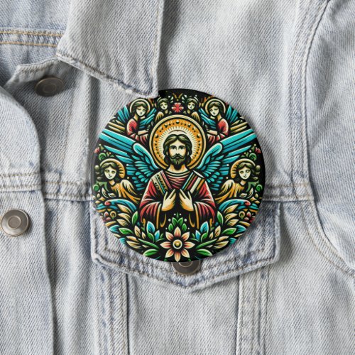 Jesus and Eight Angels  Button