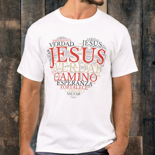 Jesus And Faith Heart Men's Christian Spanish T-Shirt (Creator Uploaded)