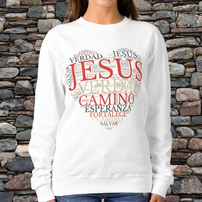 Jesus And Faith Heart Women's Christian Spanish Sweatshirt (Creator Uploaded)