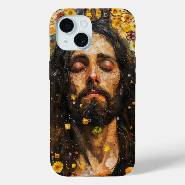 Jesus and Flowers Abstract Case-Mate iPhone Case (Back)