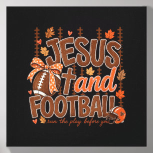 Jesus And Football Game Day Touchdown Christian Canvas Photo Tile