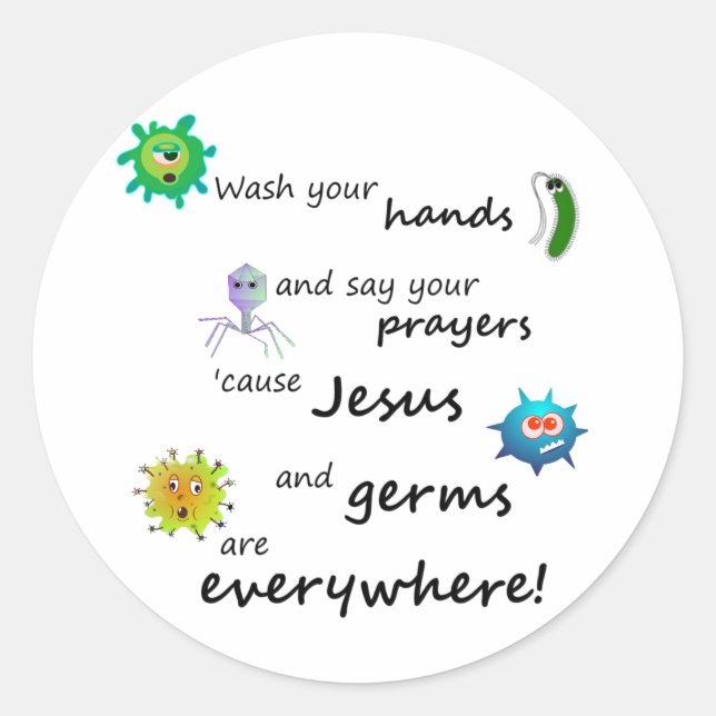 Jesus and Germs Classic Round Sticker (Front)