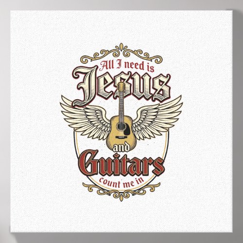 Jesus and Guitars Vintage Christian Guitar Canvas Photo Tile