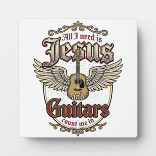 Jesus and Guitars Vintage Christian Guitar Plaque