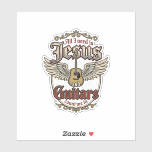 Jesus and Guitars Vintage Christian Guitar Sticker