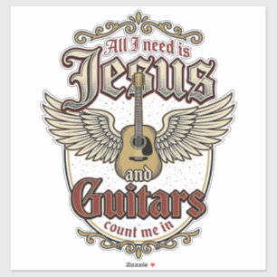 Jesus and Guitars Vintage Christian Guitar Sticker