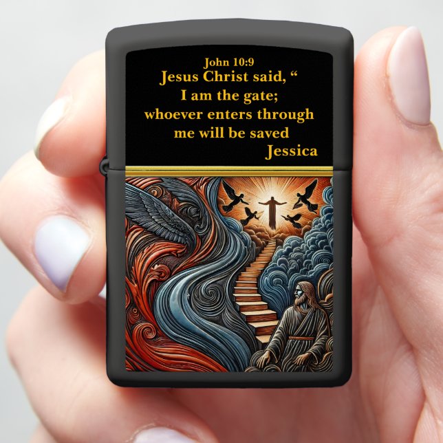 Jesus and Heaven’s Glorious Door Zippo Lighter (In Hand)
