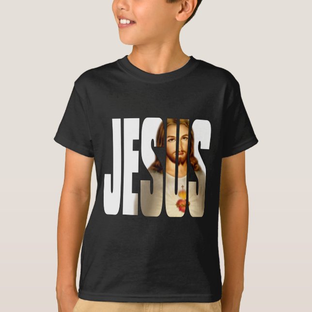 Jesus and His Image on Black T-Shirt (Front)