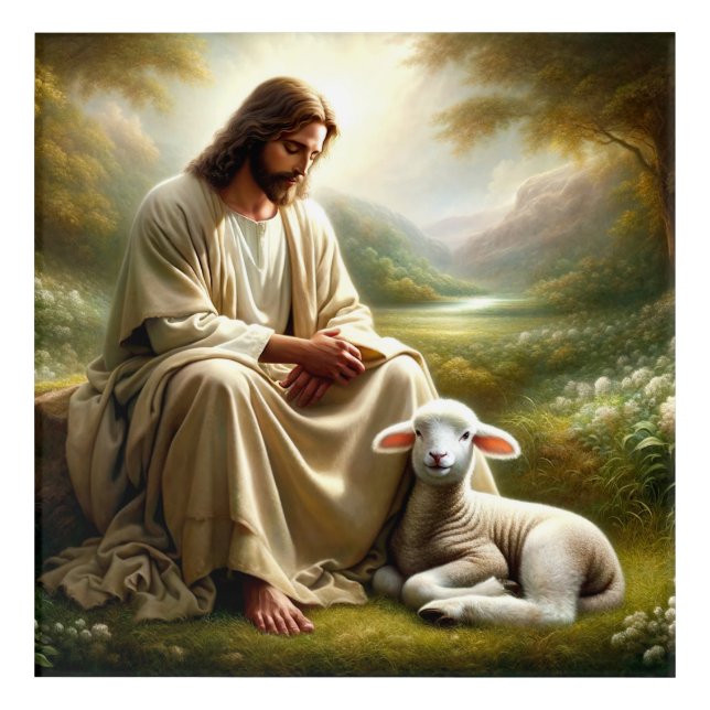 Jesus and Lamb Acrylic Print (Front)