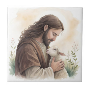 Jesus and Lamb Ceramic Tile