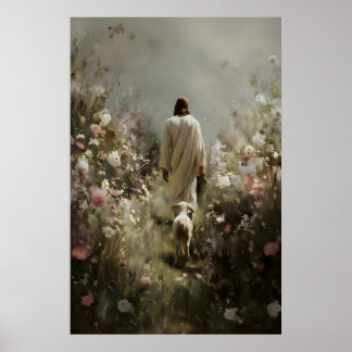Jesus and Lamb Christian Wall Art Print Modern