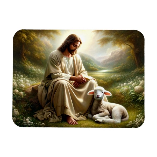 Jesus and Lamb Magnet (Horizontal)