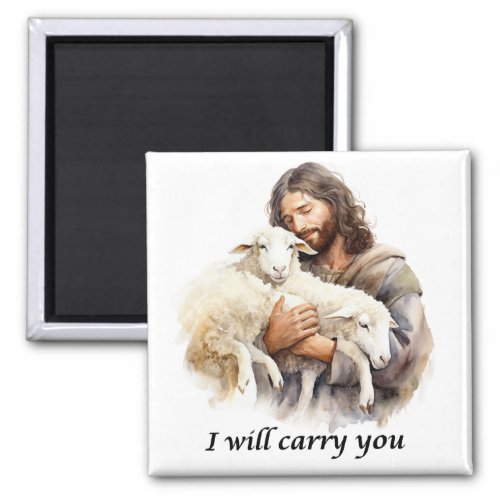 Jesus and lambs Christian magnet
