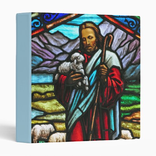 Jesus and lambs stained glass print binder