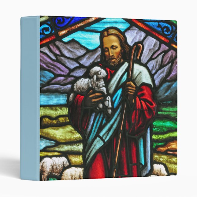Jesus and lambs stained glass print binder (Front/Spine)