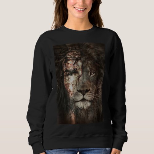Jesus and lion Christian Gifts Sweatshirt