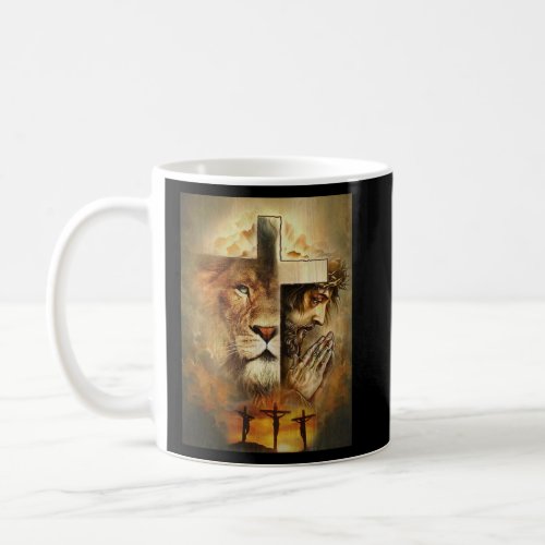Jesus And Lion Christian God Faith Cross Christian Coffee Mug