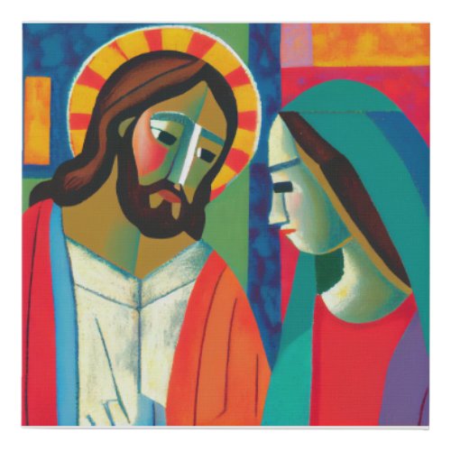 Jesus and Mary _ Ai Generated Art Faux Canvas Print