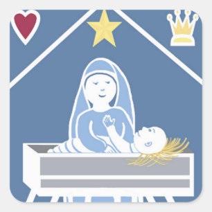 Jesus and Mary Nativity Square Sticker