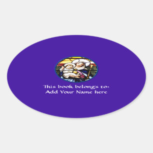 Jesus and Mary stained glass window Oval Sticker