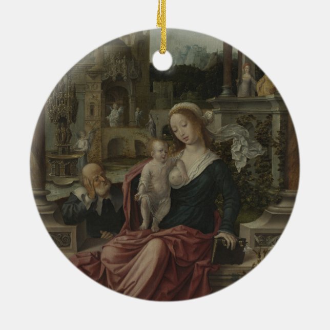 Jesus and Mother Mary Breastfeeding Ceramic Ornament (Back)