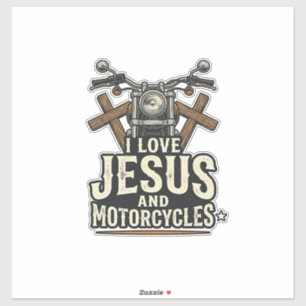 Jesus and Motorcycles Vintage Christian Biker Desi Sticker