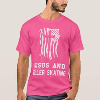 Jesus And Roller Skating Design For A Christian Je T-Shirt