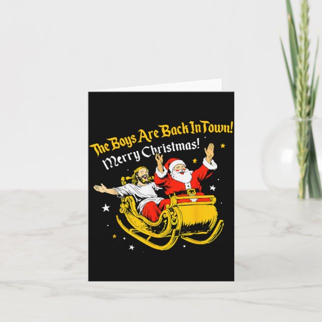Jesus And Santa Claus Christmas Xmas Town Ous Sayi Card (Front)