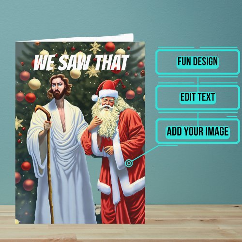 Jesus and Santa Disapprove Funny Christmas Holiday Card