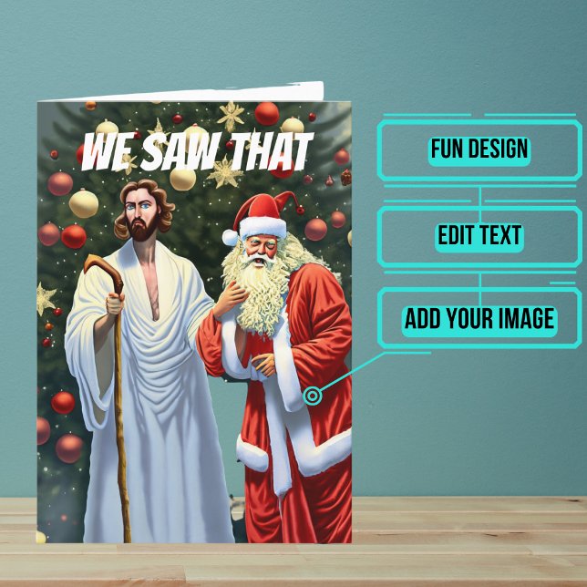 Jesus and Santa Disapprove Funny Christmas Holiday Card (Share your love this year with a Holiday greeting card using a fun design.)