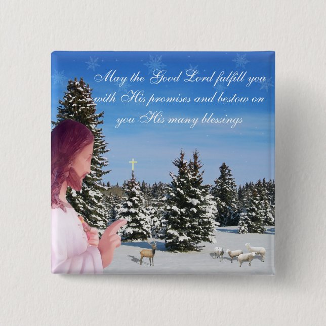 Jesus and Sheep Button (Front)