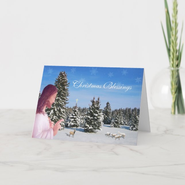Jesus and Sheep Holiday Card (Front)