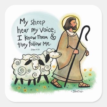 Jesus And Sheep Stickers by JenNortonArtStudio at Zazzle