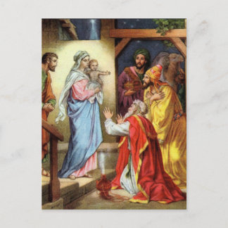 Jesus and the 3 kings postcard