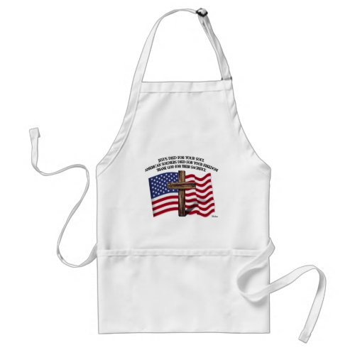 Jesus and the American Soldiers rugged cross US Adult Apron