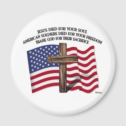 Jesus and the American Soldiers rugged cross US Magnet