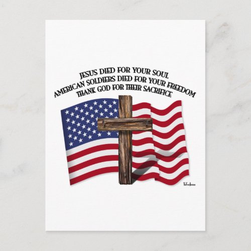 Jesus and the American Soldiers rugged cross US Postcard