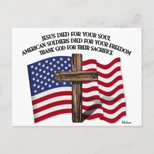 Jesus and the American Soldiers rugged cross US Postcard