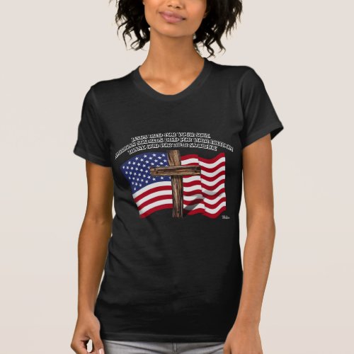 Jesus and the American Soldiers rugged cross US T_Shirt