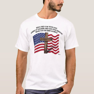 Jesus and the American Soldiers rugged cross US... T-Shirt