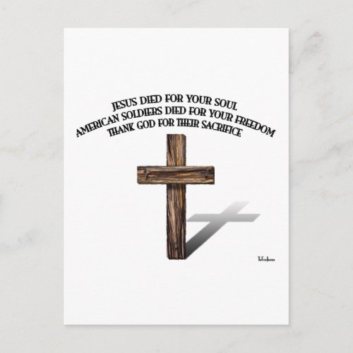 Jesus and the American Soldiers with rugged cross Postcard