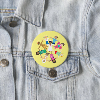 Jesus and the children of the world button