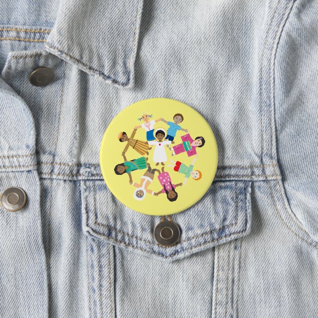 Jesus and the children of the world button (In Situ)