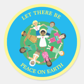 Jesus and the children of the world classic round sticker