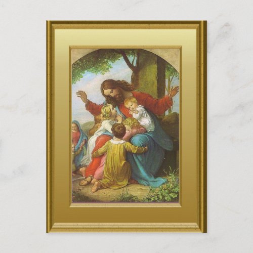 Jesus and the children postcard
