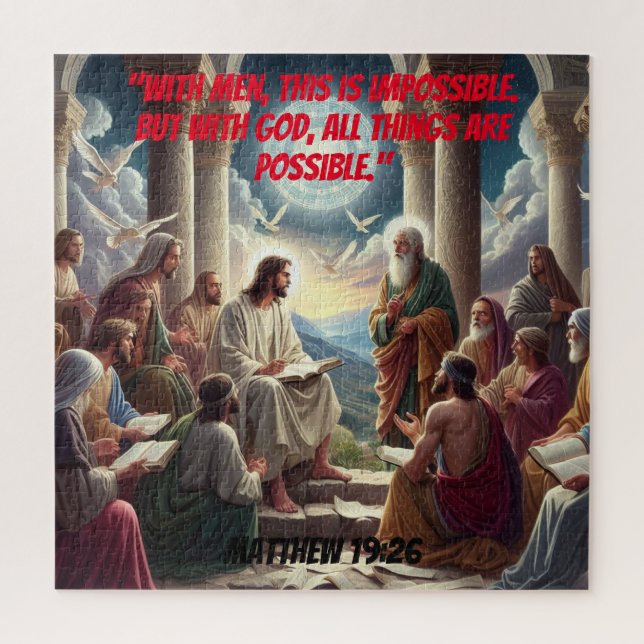Jesus and the Disciples: Matthew 19:26 Jigsaw Puzzle (Vertical)