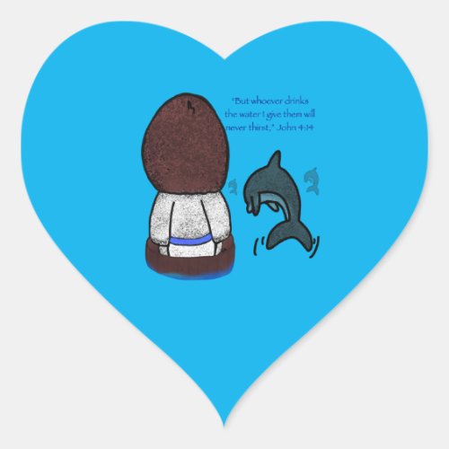 Jesus and The Dolphins Heart Sticker