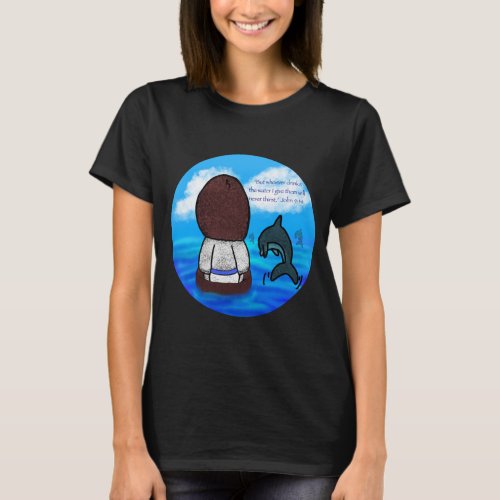 Jesus and The Dolphins with Background T_Shirt